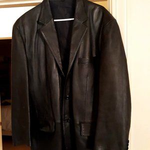 LG 42 Reg J Ferrar Black Piel Leather Blazer
